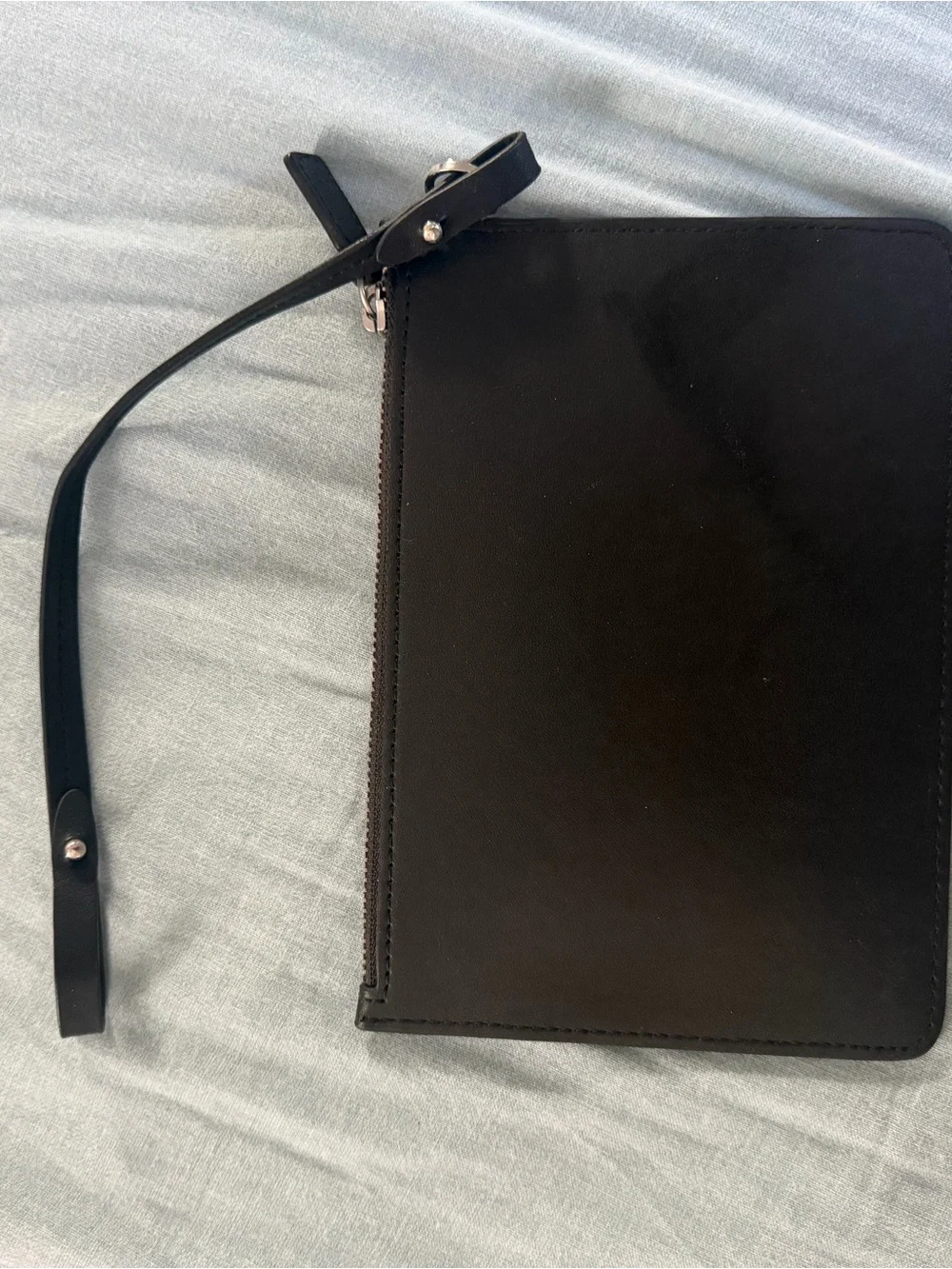 Kenzo Black Leather Wristlet Clutch with Detachable Strap
